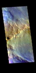 This image from NASA's Mars Odyssey shows part of two unnamed craters in Arabia Terra.