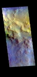 This image from NASA's Mars Odyssey shows part of the rim of Hargraves Crater. Located between Nili Fossae and Isidis Planitia, Hargraves Crater is 60km (37 miles) in diameter.