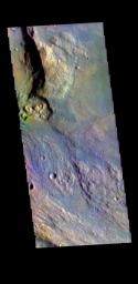 This image from NASA's Mars Odyssey shows part of Margartifier Terra near Ares Vallis.