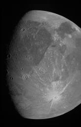 This image of Ganymede was obtained by the JunoCam imager during Juno's June 7, 2021, flyby of the icy moon.