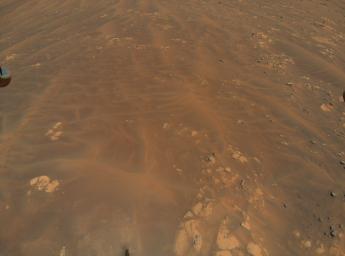 NASA's Ingenuity Mars Helicopter flew over these sand dunes and rocks during its ninth flight, on July 5, 2021.