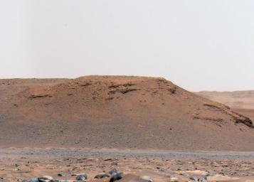The escarpment the science team refers to as Scarp a, is seen in this image captured by Perseverance rover's Mastcam-Z instrument on April 17, 2021.