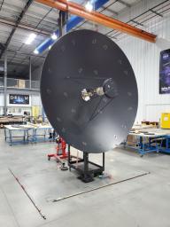 The massive high-gain antenna for NASA's Europa Clipper mission is complete. The antenna will be integrated along with other telecommunications hardware into the spacecraft's propulsion module.