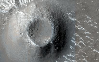 This image acquired on August 1, 2021 by NASA's Mars Reconnaissance Orbiter, shows Utopia Planitia, a volcanic region located in the low-lying Northern Hemisphere of Mars.