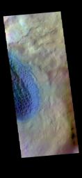 This image from NASA's Mars Odyssey shows the floor of Matara Crater. A large sand sheet dominates the floor of this crater located in Noachis Terra.