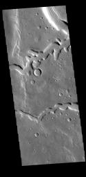 This image from NASA's Mars Odyssey shows channels, part of Clanis Valles. Clanis Valles is on the eastern margin of Terra Sabaea.