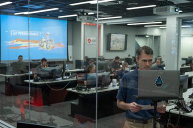 On April 5, 2022, inside the Mars Perseverance rover control room at NASA's Jet Propulsion Laboratory, the rover team's deputy mission manager, Robert Hogg, interacted virtually with students.