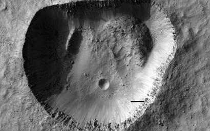 This image acquired on January 30, 2022 by NASA's Mars Reconnaissance Orbiter shows an odd-shaped hole in Noachis Terra, clearly an impact crater.