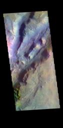 This image from NASA's Mars Odyssey shows linear depressions that are part of Nili Fossae.