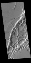 This image from NASA's Mars Odyssey shows a portion of Nilus Chaos. Located north of Kasei Vallis, this chaos formed at the elevation boundary between Kasei Valles and the surrounding plains.
