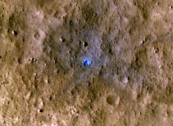 NASA's Mars Reconnaissance Orbiter captured this image of a meteoroid impact that was first detected by the agency's InSight lander using its seismometer. This crater was formed on Aug. 30, 2021.