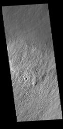 This image from NASA's Mars Odyssey shows the northern margin of Olympus Mons, the largest Martian volcano.