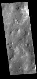This image from NASA's Mars Odyssey shows a small channel located west of Holden Crater in Noachis Terra.