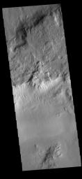 This image from NASA's Mars Odyssey shows apart of the rim of an unnamed crater in Terra Sirenum.
