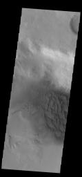 This image from NASA's Mars Odyssey shows sand dunes within an unnamed creater in Noachis Terra.