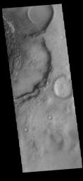 This image from NASA's Mars Odyssey shows part of the floor of Rabe Crater.