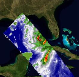A pair of weather instruments built at NASA's Jet Propulsion Laboratory in Southern California captured images of Hurricane Idalia as the storm approached the Gulf Coast of Florida on Aug. 29, 2023.