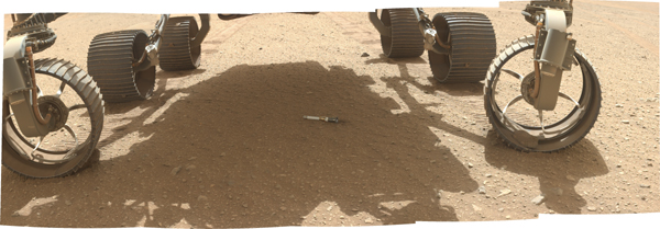NASA's Perseverance rover deposited the first of several sample tubes onto the Martian surface on Dec. 21, 2022.