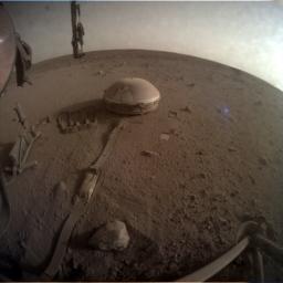 This is one of the last images ever taken by NASA's InSight Mars lander. Captured on Dec. 11, 2022, the 1,436th Martian day, or sol, of the mission, it shows InSight's seismometer on the Red Planet's surface.