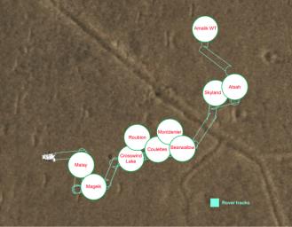 This map shows where NASA's Perseverance Mars rover dropped each of its 10 samples so that a future mission could pick them up. The sample depot was completed Jan. 28, 2023.