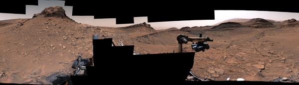 NASA's Curiosity used its Mastcam to capture this 360-degree panorama of Marker Band Valley on Dec. 16, 2022. Rippled rock textures found in this area are the clearest evidence the rover has seen of water and waves from Mars' ancient past.
