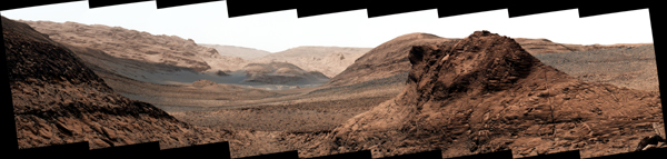 At the bottom of this valley, called Gediz Vallis, is a mound of boulders and debris that are believed to have been swept there by wet landslides billions of years ago. The rover team hopes to get a closer look at this evidence for flowing water.