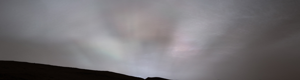 NASA's Curiosity Mars rover captured these sun rays shining through clouds at sunset on Feb. 2, 2023. It was the first time that sun rays, also known as crepuscular rays, have been viewed so clearly on Mars.
