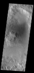 This image from NASA's Mars Odyssey shows part of the rim of an unnamed crater in Terra Sirenum.