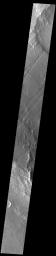 This image from NASA's Mars Odyssey shows linear features, tectonic graben called Icaria Fossae and they are located in Terra Sirenum.