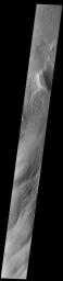 This image from NASA's Mars Odyssey shows part of the eastern flank of Eumenides Dorsum, a large linear rise located in southern Amazonis Planitia.