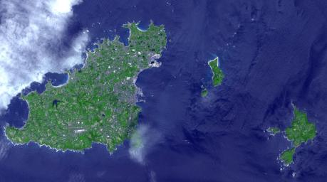 NASA's Terra spacecraft shows Sark, part of the English Channel Islands off the coast of Normandy, France.