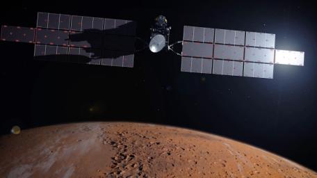 This illustration shows the Earth Return Orbiter (ERO), one of the flight missions making up the Mars Sample Return campaign to bring martian rock and atmospheric samples back to Earth.