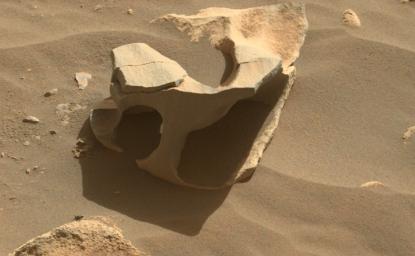 NASA's Perseverance Mars rover spotted this hollowed-out rock in Jezero Crater using its Mastcam-Z instrument on June 26, 2023.