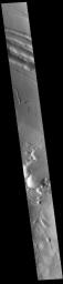 This image from NASA's Mars Odyssey shows a portion of the northern flank of Pavonis Mons.