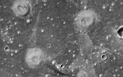 This image acquired on August 23, 2023 by NASA's Mars Reconnaissance Orbiter shows the northern lowlands of Mars stippled with mounds in this location.