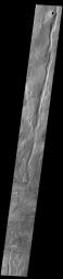 This image from NASA's Mars Odyssey shows part of Cerunius Fossae. The linear depressions are fault bounded features called graben.