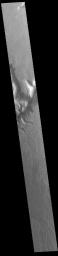 This image from NASA's Mars Odyssey shows a portion of a large unnamed channel located east of Echus Chasma.