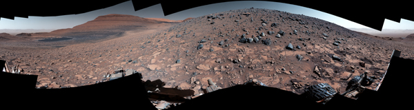 NASA's Curiosity captured this 360-degree panorama while parked below Gediz Vallis Ridge, a formation that preserves a record of one of the last wet periods seen on this part of Mars.