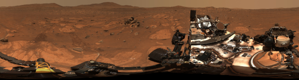 This 360-degree mosaic from the Airey Hill location inside Jezero Crater was generated using 993 individual images taken by the Perseverance Mars rover's Mastcam-Z from Nov. 3-6, 2023.