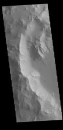 This image from NASA's Mars Odyssey shows the southwestern margin of Orcus Patera.