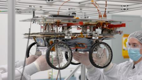 Engineers tested the system that will lower three small rovers onto the lunar surface when NASA's CADRE technology demonstration arrives at the Moon aboard a lunar lander.