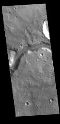 This image from NASA's Mars Odyssey shows a section of Bahram Vallis. This channel is located in northern Lunae Planum, south of Kasei Valles.