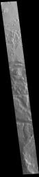 This image from NASA's Mars Odyssey shows the boundary between Elysium Planitia and Terra Cimmeria.