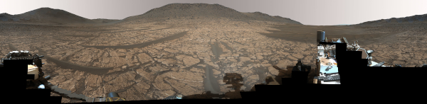 NASA's Perseverance rover used its Mastcam-Z instrument to capture this 360-degree panorama of a region on Mars called Bright Angel. Cheyava Falls was discovered in the area slightly right of center.