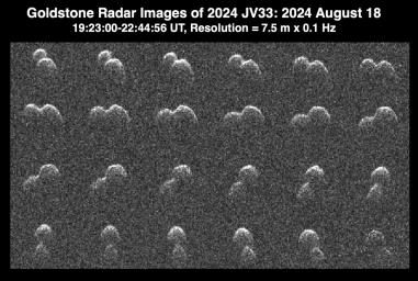 This series of radar images obtained by the Goldstone Solar System Radar near Barstow, California, on Aug. 18, 2024, shows the asteroid 2024 JV33 shortly before its close approach with Earth.