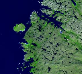 NASA's Terra spacecraft shows the small island of Handa, off Scotland's northwest coast.