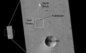 Click here for larger version of PIA09105 closeup of landing site region