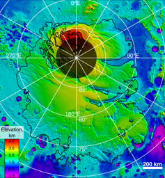 Click here for annotated version of PIA09226 Upper Surface of Icy Layers Covering Mars' South Polar Region