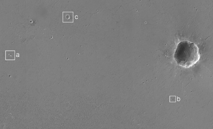 Click here for annotated version of PIA09364 Mars Exploration Rover Landing Site at Meridiani Planum