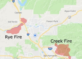 Creek and Rye Fires, southern California for PIA22149